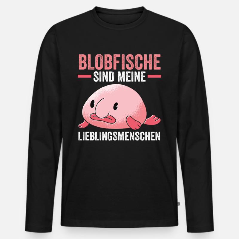Blobfisch - Männer Premium Bio Langarmshirt - Schwarz