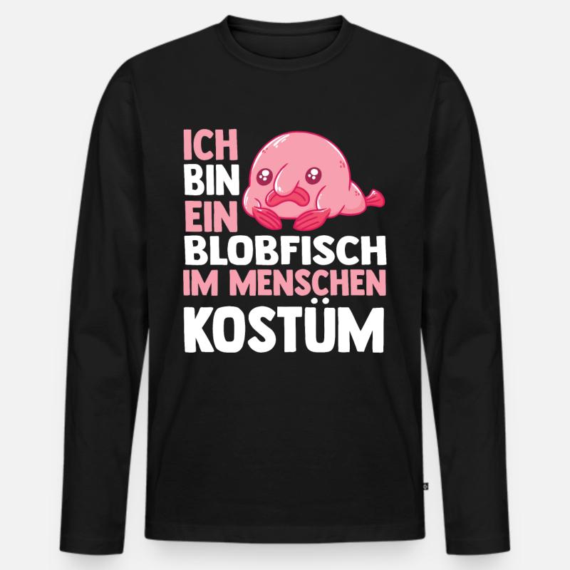 Blobfisch - Männer Premium Bio Langarmshirt - Schwarz