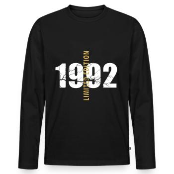 1992 Birthday Vintage Spruch - Men's Premium Organic Long Sleeve Shirt - black - Front - Nico (187cm)