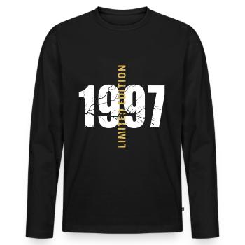 1997 Né dans les années 90 - T-shirt manches longues Premium bio Homme - noir - Devant - Nico (187cm)