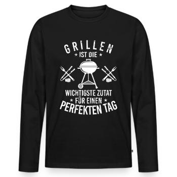 Grillen Grillspruch lustig - Männer Premium Bio Langarmshirt - Schwarz - Vorne - Nico (187cm)