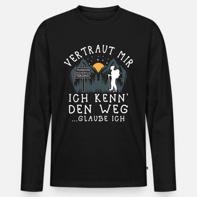 Alpenüberquerung Tegernsee Sterzing Pilgerweg - Männer Premium Bio Langarmshirt - Schwarz