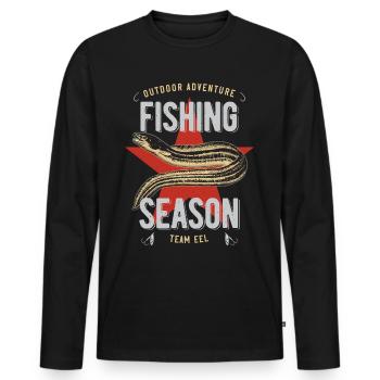 Eel anguillae fishing - Men's Premium Organic Long Sleeve Shirt - black - Front - Nico (187cm)