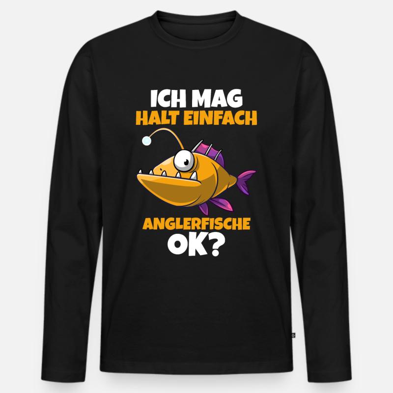 Anglerfisch - Männer Premium Bio Langarmshirt - Schwarz