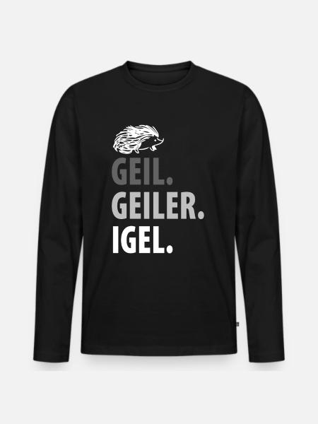 Igel - Männer Premium Bio Langarmshirt - Schwarz