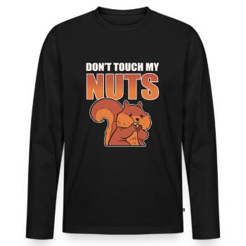 Don't Touch My Nuts Squirrel Animal - Männer Premium Bio Langarmshirt - Schwarz - Vorne - Nico (187cm)