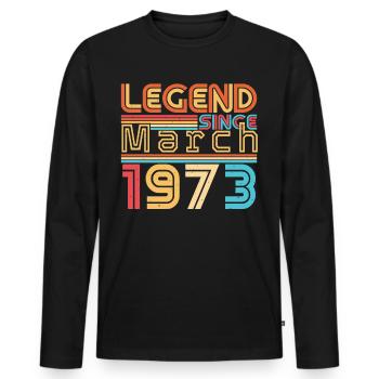 March 1973 Retro Legend - Men's Premium Organic Long Sleeve Shirt - black - Front - Nico (187cm)