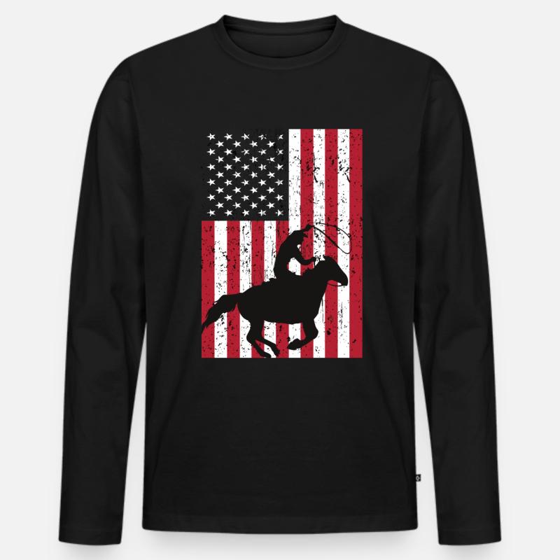 Rodeo Reiten - Männer Premium Bio Langarmshirt - Schwarz