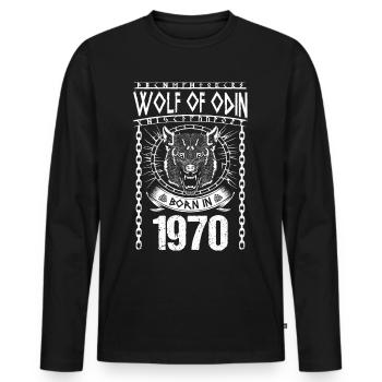 Wolf Odins Geri Freki Geburtsjahr 1970 Wikinger - Männer Premium Bio Langarmshirt - Schwarz - Vorne - Nico (187cm)