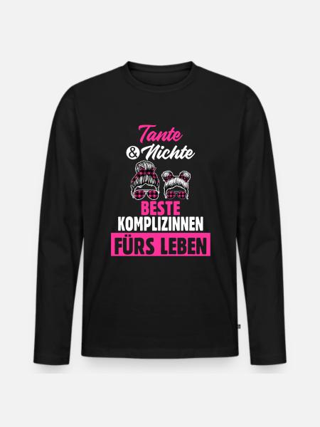 Tante und Nichte - Männer Premium Bio Langarmshirt - Schwarz