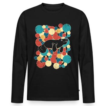 Manatees Funny Manatee - Men's Premium Organic Long Sleeve Shirt - black - Front - Nico (187cm)