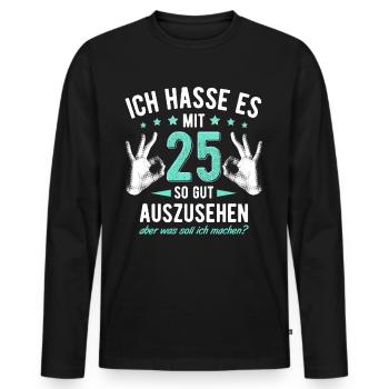 25. Geburtstag Mann & Frau 25 Jahre Deko Spruch - Männer Premium Bio Langarmshirt - Schwarz - Vorne - Nico (187cm)