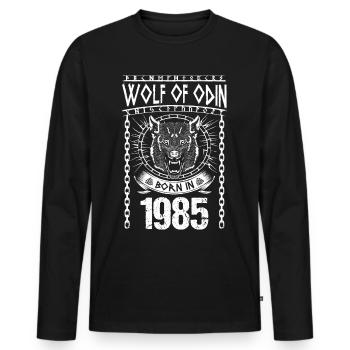Wolf Odins Geri Freki Geburtsjahr 1985 Wikinger - Männer Premium Bio Langarmshirt - Schwarz - Vorne - Nico (187cm)
