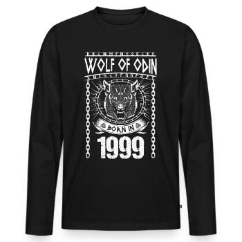 Wolf Odins Geri Freki Geburtsjahr 1999 Wikinger - Männer Premium Bio Langarmshirt - Schwarz - Vorne - Nico (187cm)