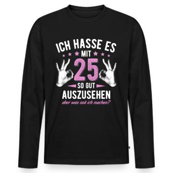 25. Geburtstag Mann & Frau 25 Jahre Deko Spruch - Männer Premium Bio Langarmshirt - Schwarz - Vorne - Nico (187cm)