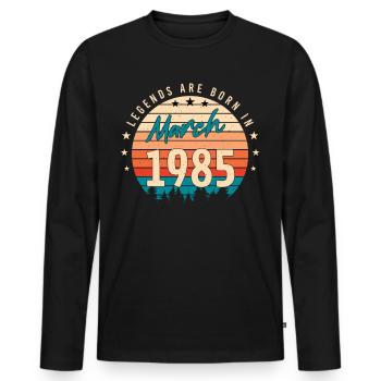 Né mars 1985 Millésime - T-shirt manches longues Premium bio Homme - noir - Devant - Nico (187cm)