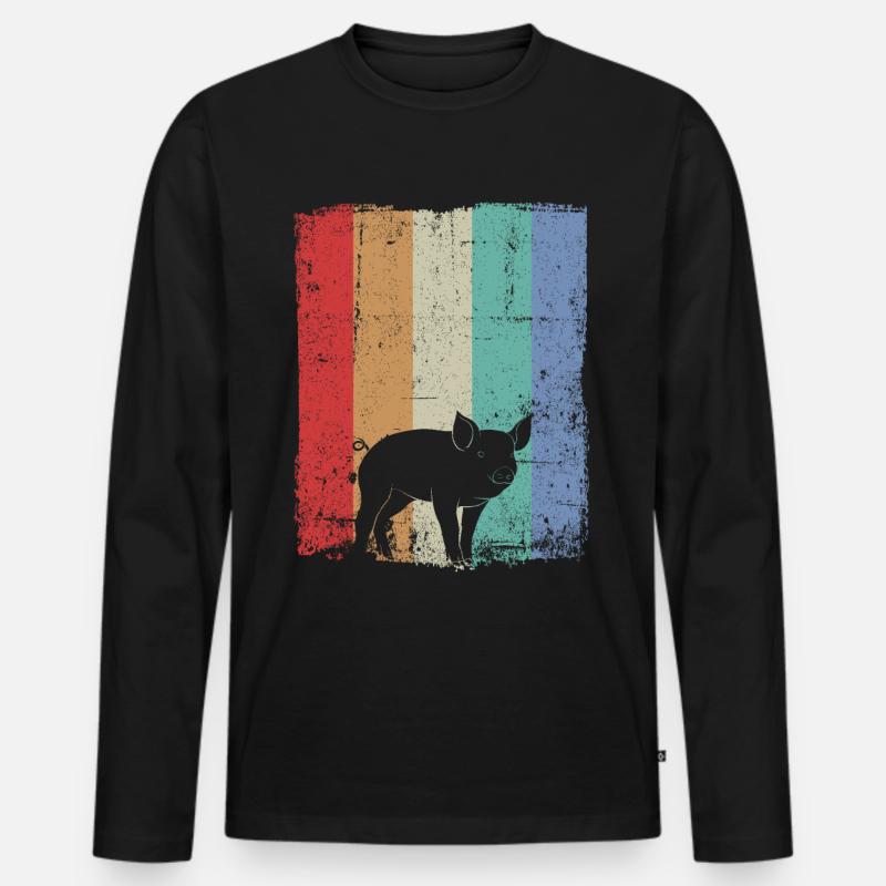 Schwein Schweine - Männer Premium Bio Langarmshirt - Schwarz