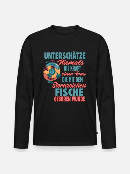 Sternzeichen Fische - Männer Premium Bio Langarmshirt - Schwarz