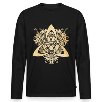 Triquetra Wikingerkompass Vegvisir Knoten Ornament - Männer Premium Bio Langarmshirt - Schwarz - Vorne - Nico (187cm)
