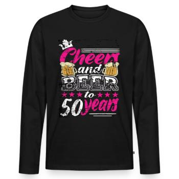 Femme de 50 ans - T-shirt manches longues Premium bio Homme - noir - Devant - Nico (187cm)