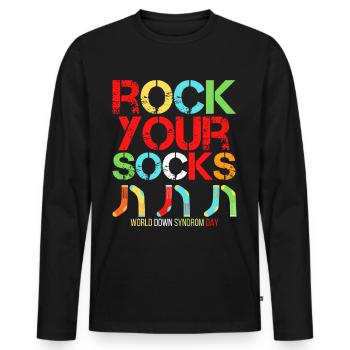Welt Down Syndrom Tag Rock Your Socks - Männer Premium Bio Langarmshirt - Schwarz - Vorne - Nico (187cm)