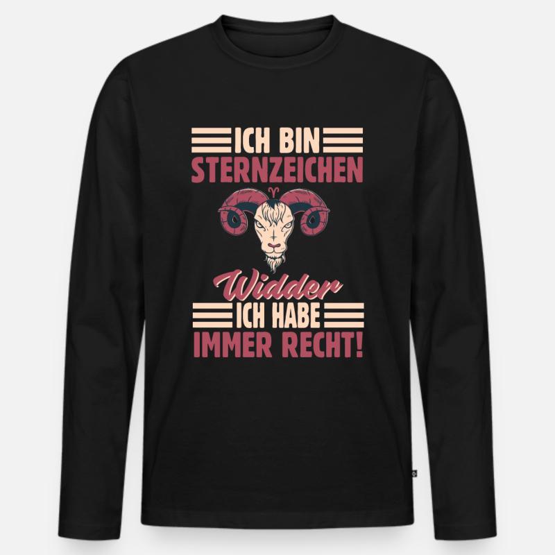 Sternzeichen Widder - Männer Premium Bio Langarmshirt - Schwarz