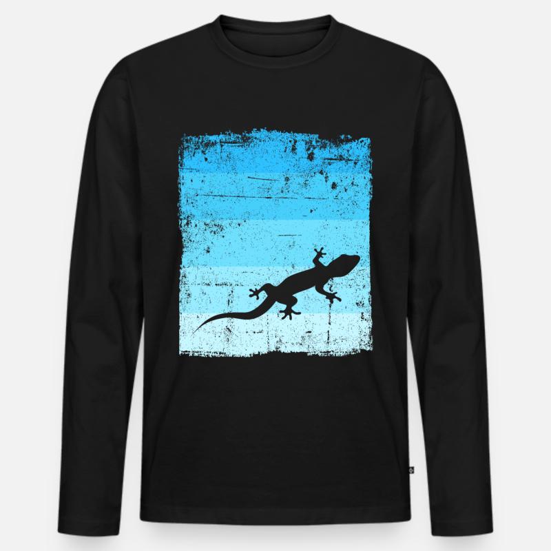 GECKO - Männer Premium Bio Langarmshirt - Schwarz
