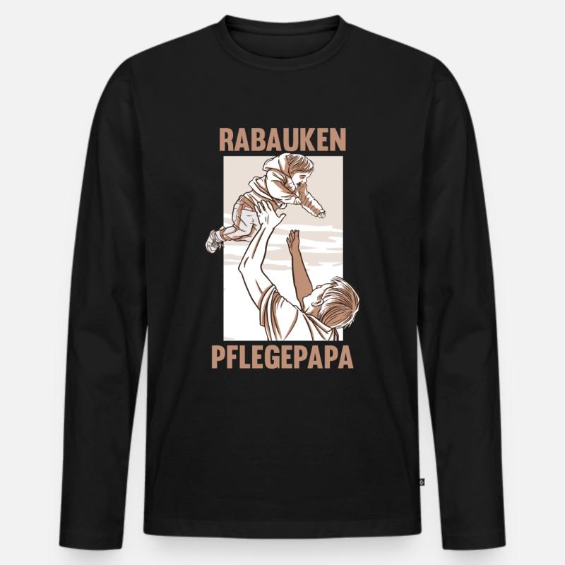 Pflegepapa - Männer Premium Bio Langarmshirt - Schwarz
