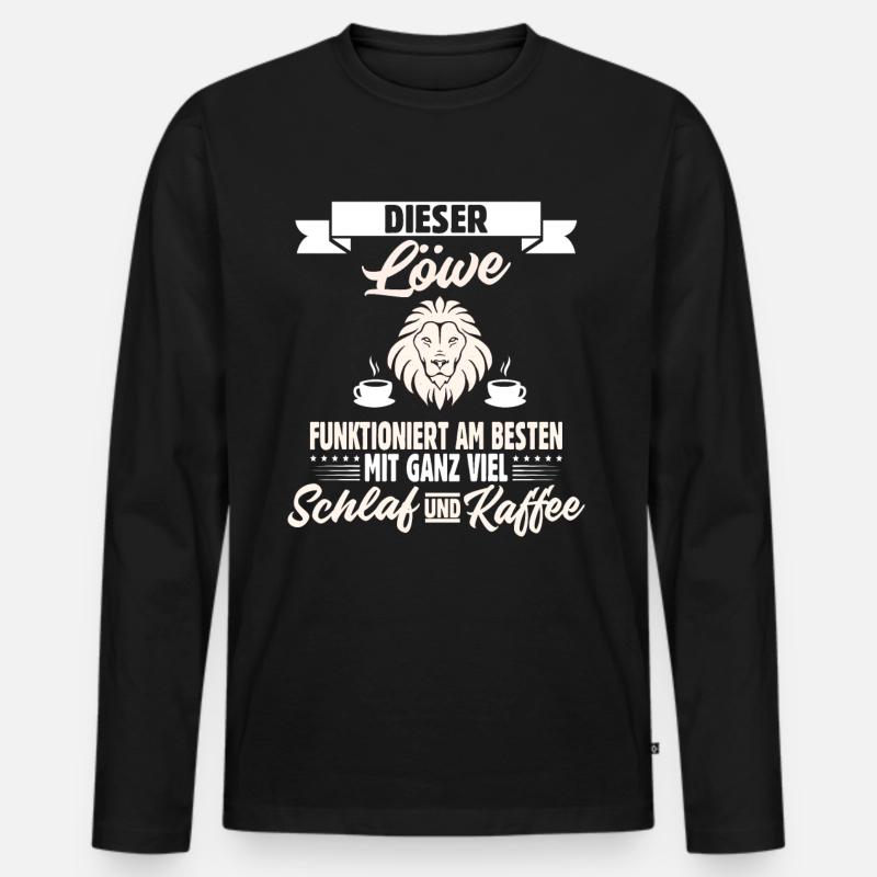 Sternzeichen Kaffee Löwe - Männer Premium Bio Langarmshirt - Schwarz