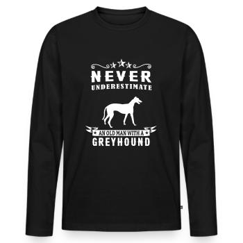 Greyhound Greyhound Gift - Men's Premium Organic Long Sleeve Shirt - black - Front - Nico (187cm)