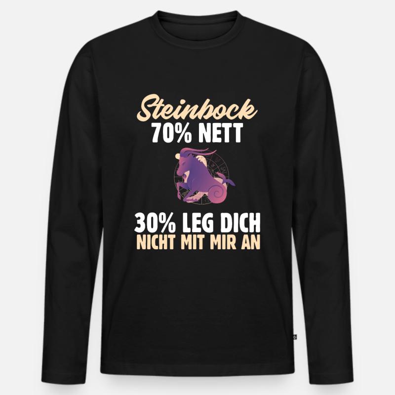 Sternzeichen Steinbock - Männer Premium Bio Langarmshirt - Schwarz