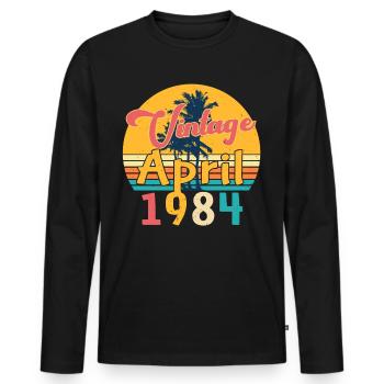 April 1984 Palm Vintage - Men's Premium Organic Long Sleeve Shirt - black - Front - Nico (187cm)