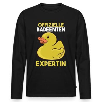 Ente Quitscheente Badeenten - Männer Premium Bio Langarmshirt - Schwarz - Vorne - Nico (187cm)