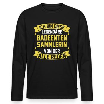 Ente Quitscheente Badeenten - Männer Premium Bio Langarmshirt - Schwarz - Vorne - Nico (187cm)