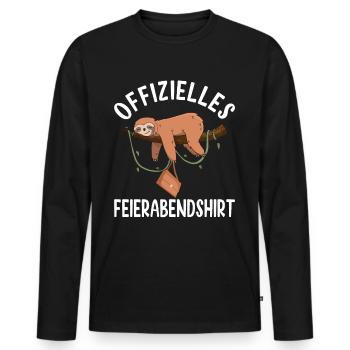 Faultier Endlich Chillen FEIERABENDSHIRT Geschenk - Männer Premium Bio Langarmshirt - Schwarz - Vorne - Nico (187cm)