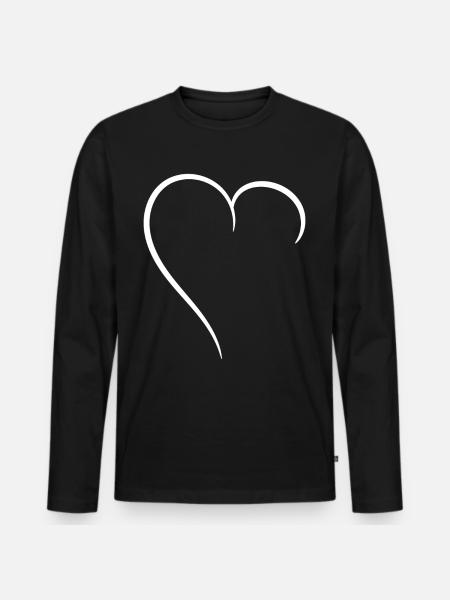 Half Heart White Love - Men's Premium Organic Long Sleeve Shirt - black