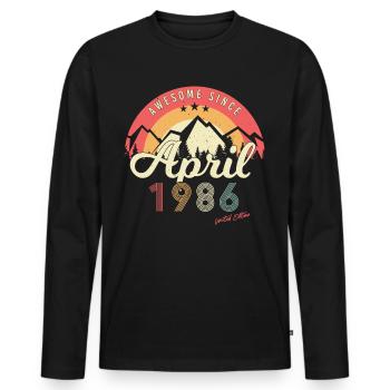 Geboren April 1986 - Männer Premium Bio Langarmshirt - Schwarz - Vorne - Nico (187cm)