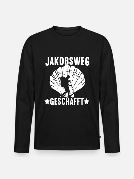Jakobsweg Pilgern - Männer Premium Bio Langarmshirt - Schwarz