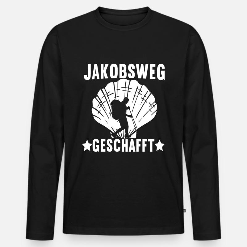 Jakobsweg Pilgern - Männer Premium Bio Langarmshirt - Schwarz