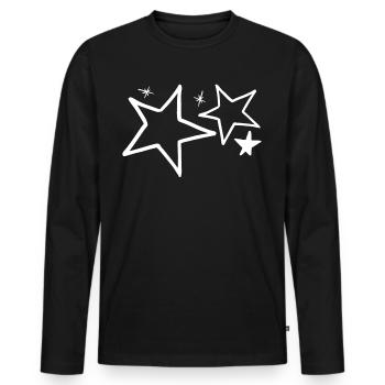Étoiles Blanc - T-shirt manches longues Premium bio Homme - noir - Devant - Nico (187cm)