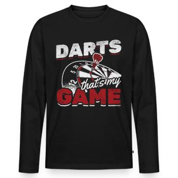 Darts Das ist mein Spiel Dartspiel Dart Dart - Männer Premium Bio Langarmshirt - Schwarz - Vorne - Nico (187cm)