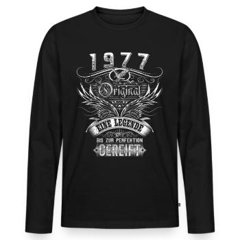 Original 1977 Geburtstag Geburtsjahr 1977 Männer - Männer Premium Bio Langarmshirt - Schwarz - Vorne - Nico (187cm)