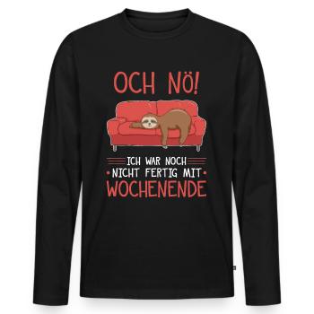 Faultier Montag Sprüche und Geschenke - Männer Premium Bio Langarmshirt - Schwarz - Vorne - Nico (187cm)