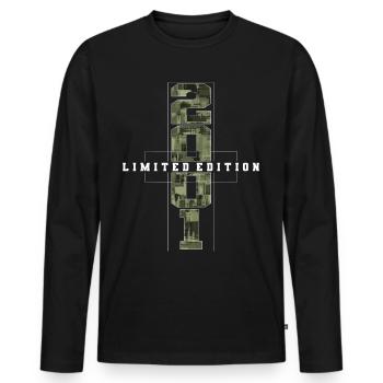 Camouflage 2001 Geboren Geburtsjahr 2001 Männer - Männer Premium Bio Langarmshirt - Schwarz - Vorne - Nico (187cm)