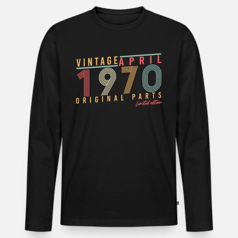 April 1970 Original - Männer Premium Bio Langarmshirt - Schwarz