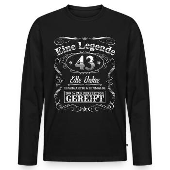 Legende 43 Jahre 43. Geburtstag Männer Frauen - Männer Premium Bio Langarmshirt - Schwarz - Vorne - Nico (187cm)