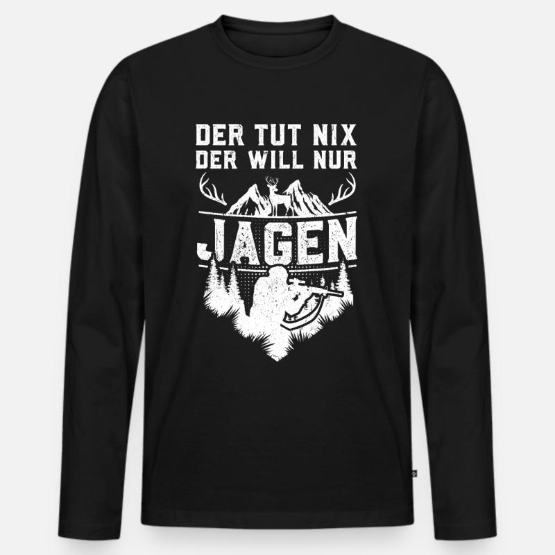 Jagen - Männer Premium Bio Langarmshirt - Schwarz