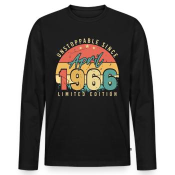 April 1966 Nicht Zu Stoppen - Männer Premium Bio Langarmshirt - Schwarz - Vorne - Nico (187cm)