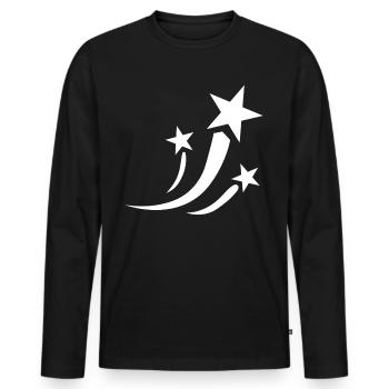 White shooting stars - Men's Premium Organic Long Sleeve Shirt - black - Front - Nico (187cm)