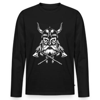 Viking warriors with axes and horns helmet - Men's Premium Organic Long Sleeve Shirt - black - Front - Nico (187cm)